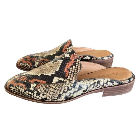 Madewell The Frances Loafer Mule in Snake Embossed Leather Size 9 - Picture 3 of 8